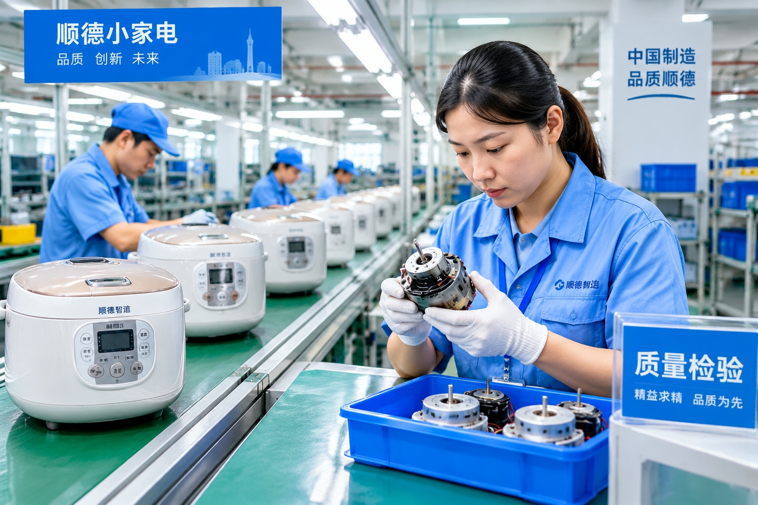 Factory Tour Itinerary: A 10-Day Trip to China's Manufacturing Heartland 23 Shunde home appliance assembly line with rice cookers on conveyor belt and a quality inspector