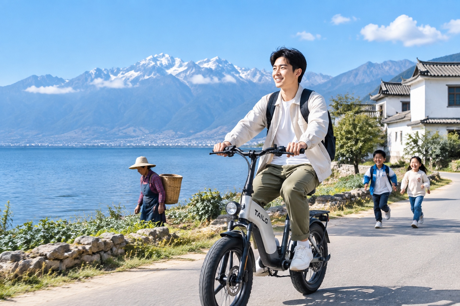 How to Combine Business and Pleasure in China: 5 Sample Itineraries for Busy Professionals 26 Electric bicycle ride through rural Dali countryside near Erhai Lake and snow-capped Cangshan.
