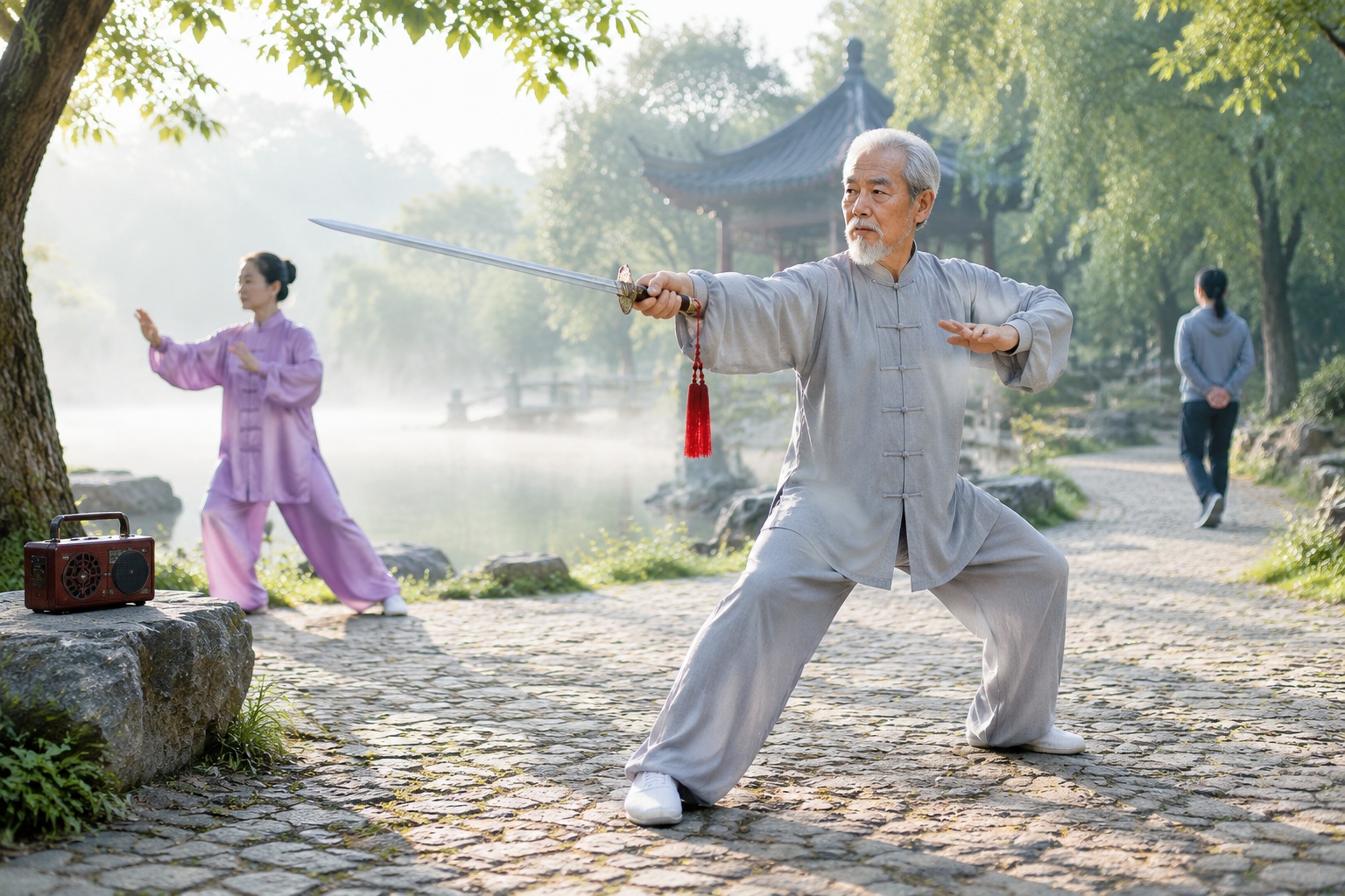Parks at 6 AM: Tai Chi, Swords, and People Walking Backward