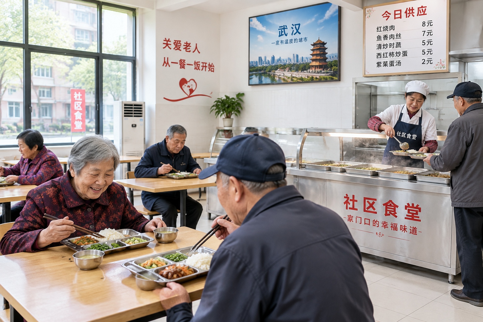When Americans See 'Another Possibility' in China: Lessons from a 10-Day Journey 25 Elderly residents eating a subsidized lunch at a neighborhood community canteen in Wuhan, China