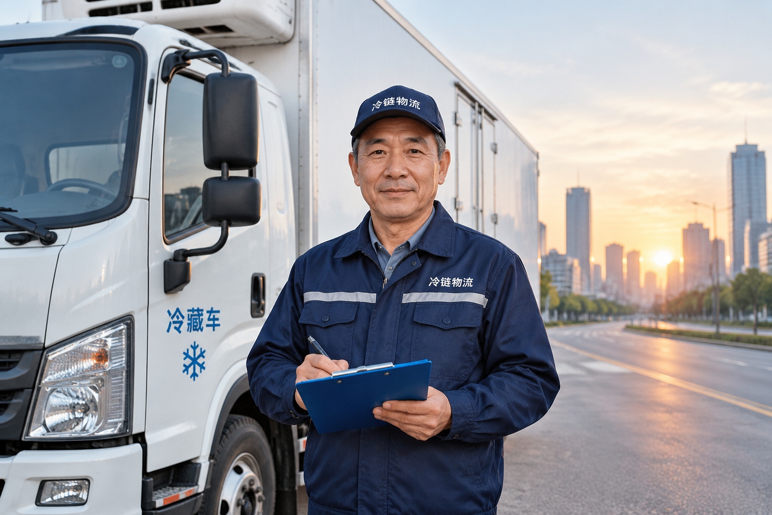 A delivery driver checking his route before delivering school meals in China.