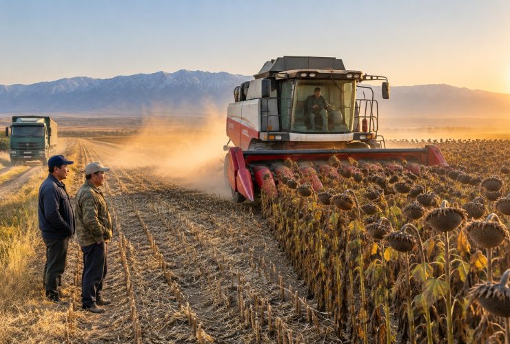 Sunflower Harvest in Xinjiang: Riding a Combine Through a Sea of Yellow