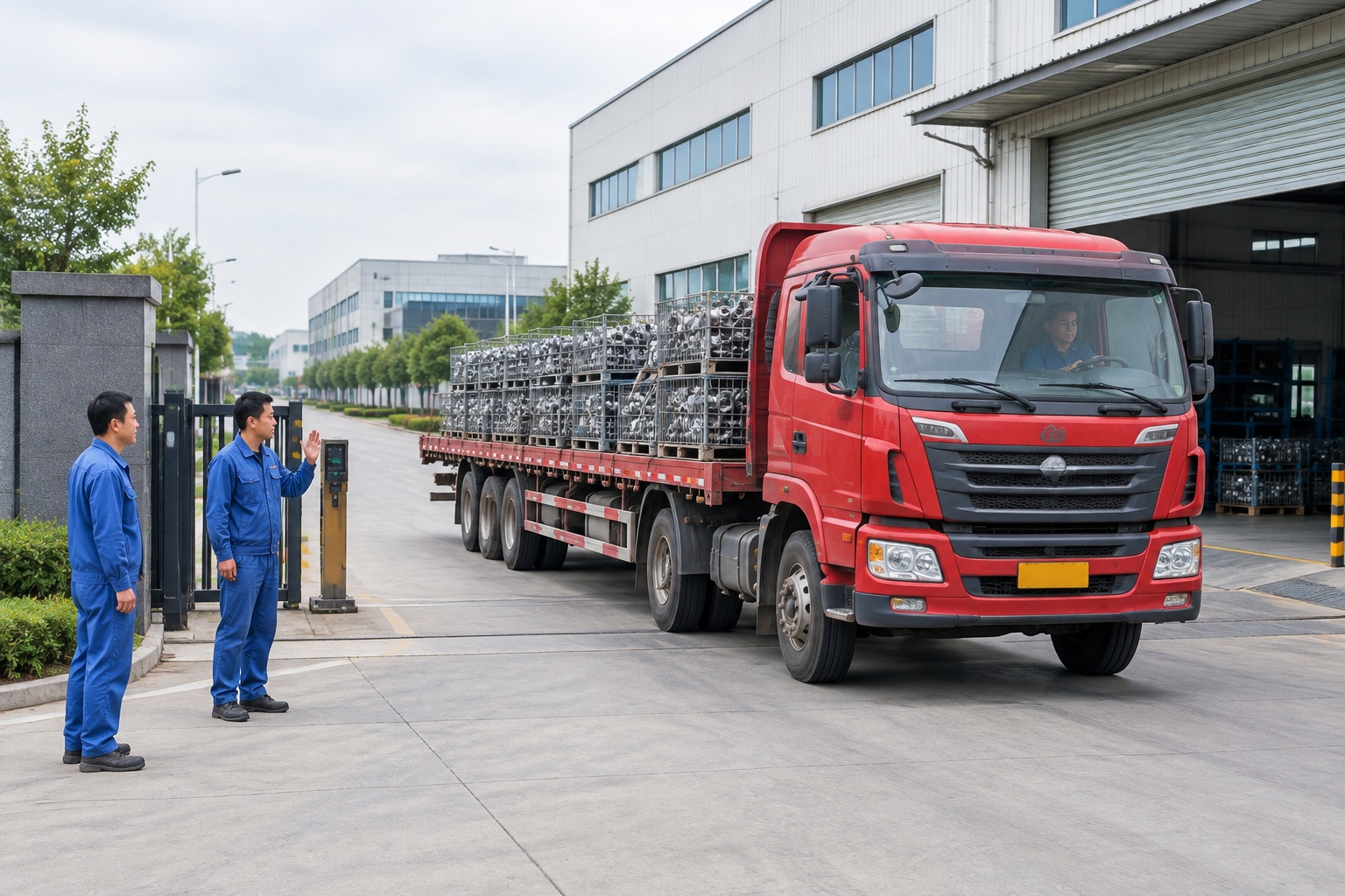 One Street, One Supply Chain: How Taicang Became Home to 560 German Companies 22 Truck loaded with wire baskets of machined steel parts leaving a factory yard in Taicang's industrial park