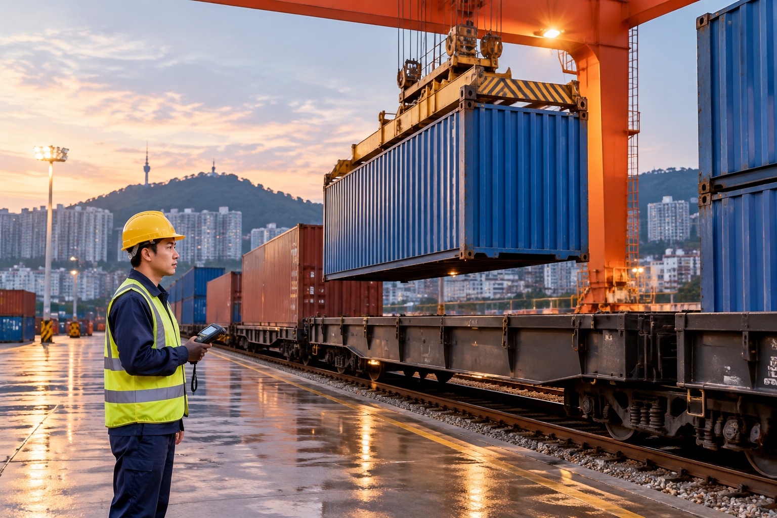 No More Detours Through Guangzhou: What the Pinglu Canal Saves for Yunnan, Guizhou, Sichuan and Chongqing 24 A container train being loaded at a rail freight yard in Chongqing, the northern terminus of the New International Land-Sea Trade Corridor to Guangxi