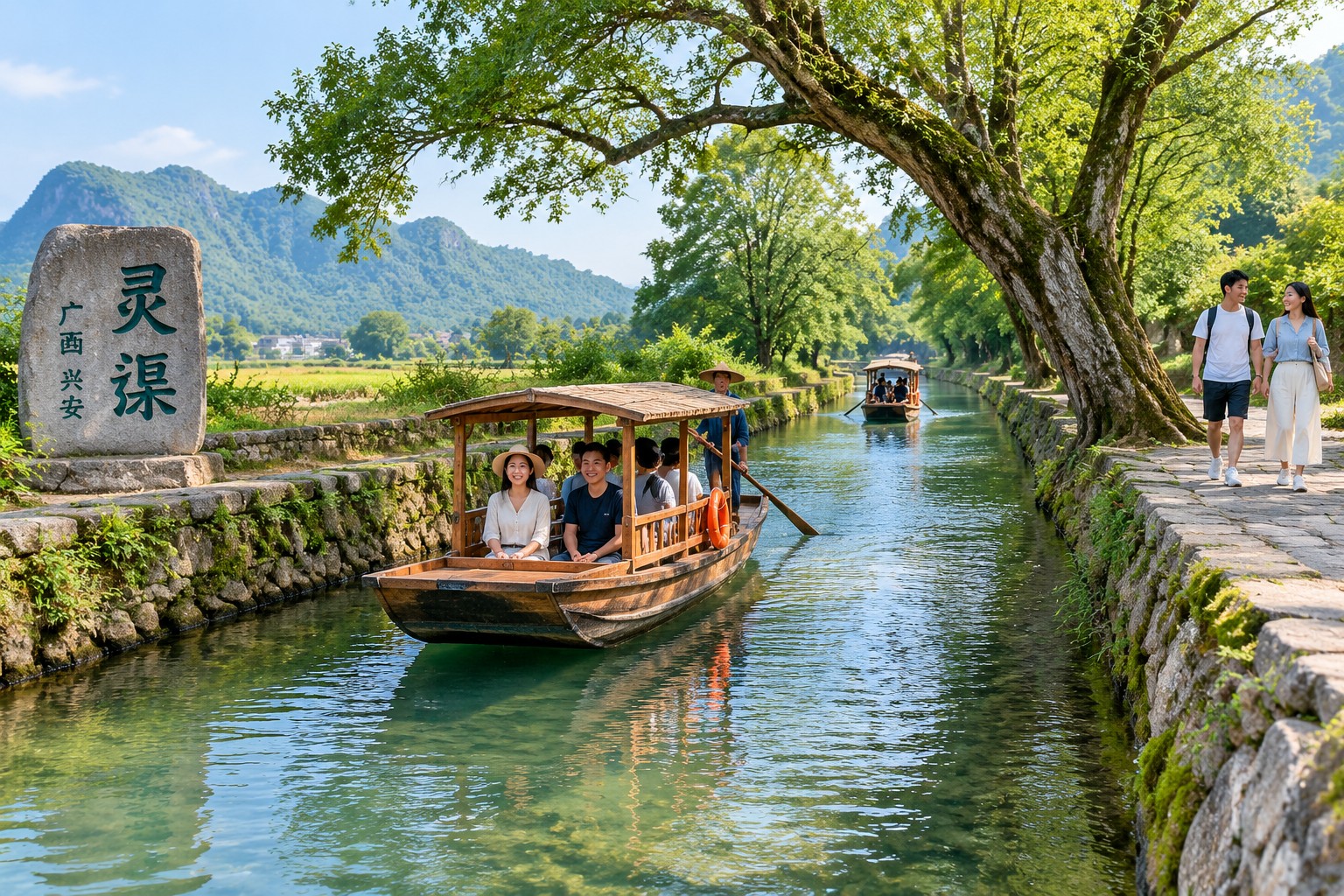 Beyond the Pinglu Canal: The Southern China Waterway Network Taking Shape by 2035 24 Small wooden boats on the ancient Lingqu canal in Xing'an, Guangxi, a 2,200-year-old waterway that linked the Yangtze and Pearl River basins