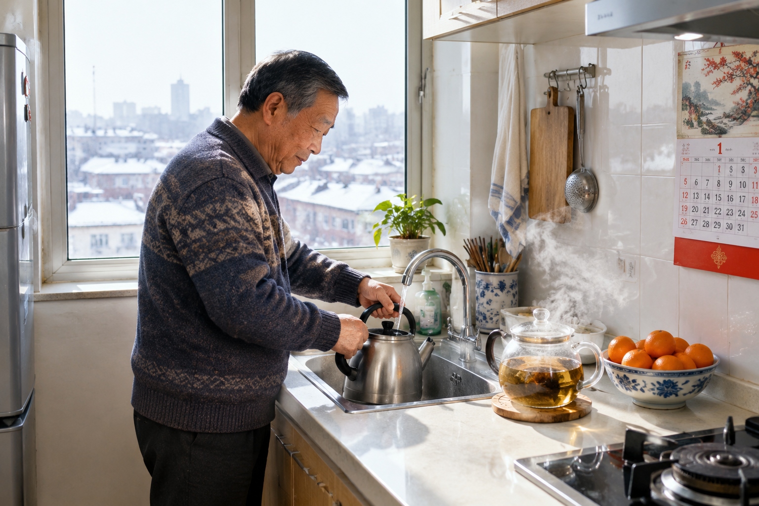 China’s South-to-North Water Diversion: How It Reaches 185 Million People 25 A Beijing resident filling a kettle in his kitchen with tap water supplied largely by the South-to-North Water Diversion middle route
