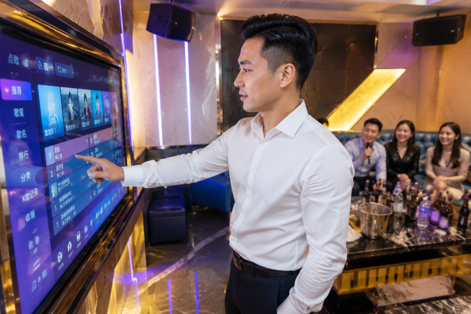 Behind the Mic: How KTV Became China's Ultimate Business Meeting Room 23 Host selecting songs at a business KTV in China