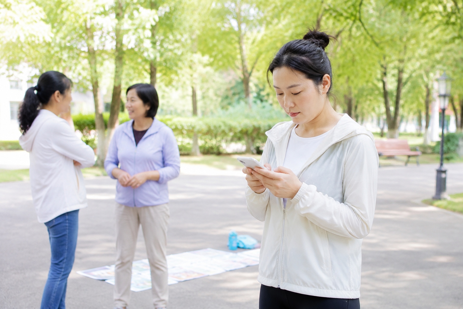 "Leftover Men" and "Leftover Women": Inside China's Park Matchmaking Market 24 A young woman checks her phone while her mother negotiates at a park matchmaking corner in China