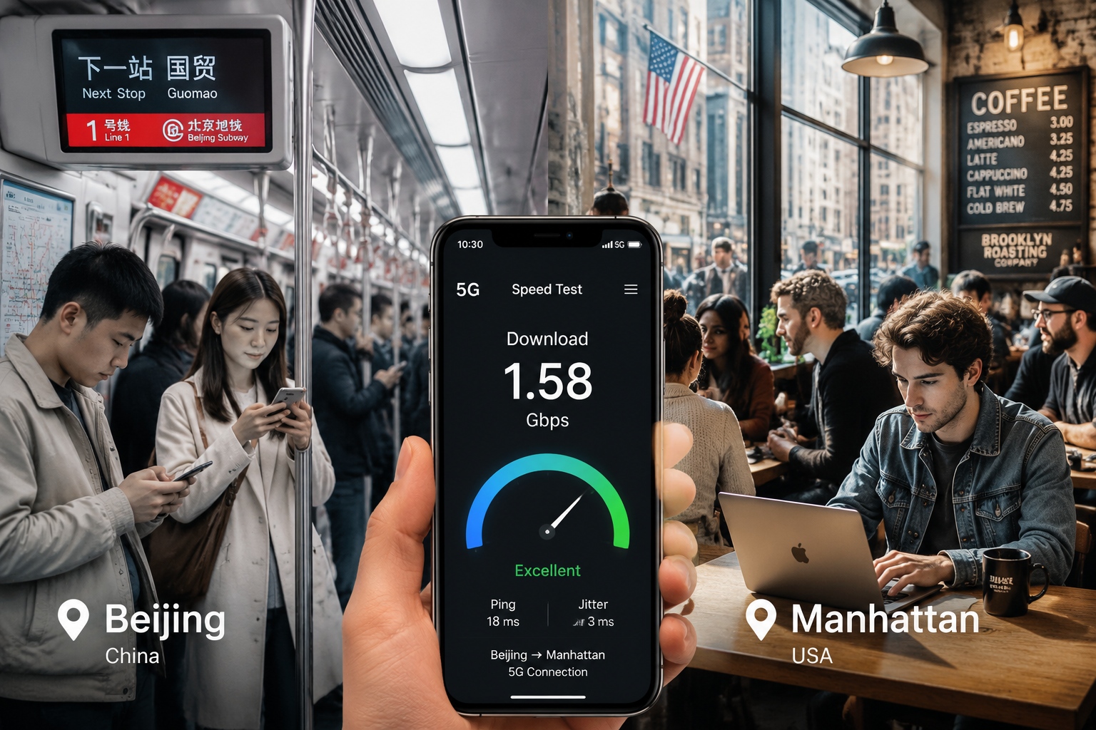 Extreme Speed Test: Beijing Subway 5G vs. Manhattan Coffee Shop WiFi