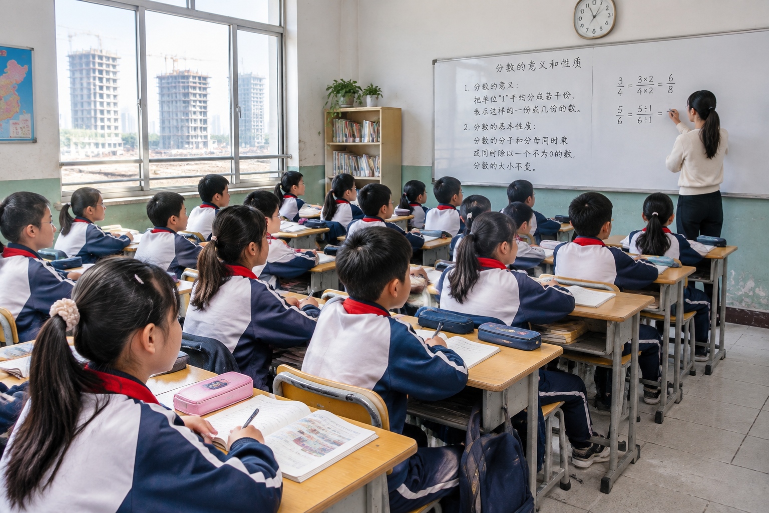 Left-Behind and Migrant Children: Emotional Ties in Urbanization's Wake 23 An overcrowded classroom at a private migrant school on the outskirts of Beijing, with unfinished apartment towers visible through the window