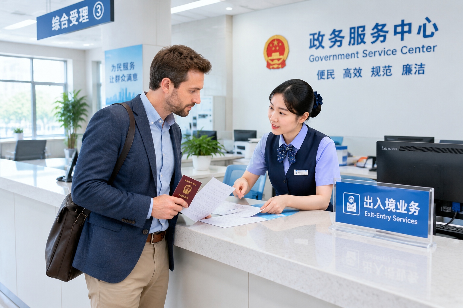 Can Foreigners Buy a House in China? The Actual Rules Explained. 23 Foreigner submitting documents at a Chinese government service center for property qualification check.