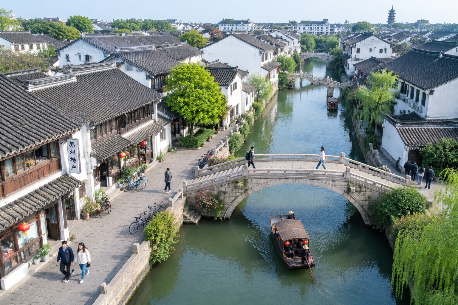 Clean Rivers in Megacities: How Suzhou Cleaned Its Ancient Waterways 22 Aerial view of the grid of narrow canals and tiled rooftops in Suzhou's historic old city