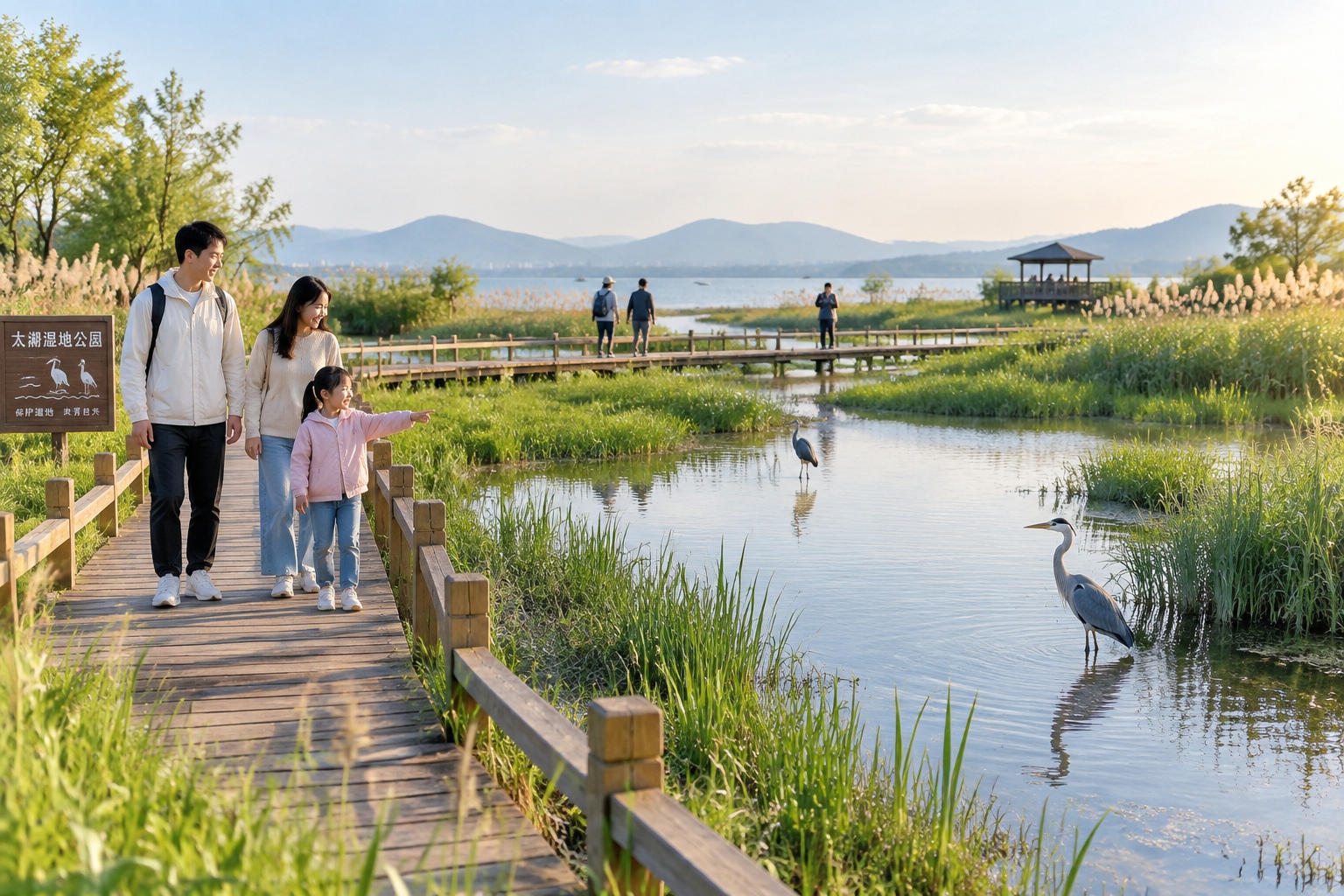 Clean Rivers in Megacities: How Suzhou Cleaned Its Ancient Waterways 23 Restored wetland channels with reeds and wooden boardwalks near Lake Tai in Suzhou