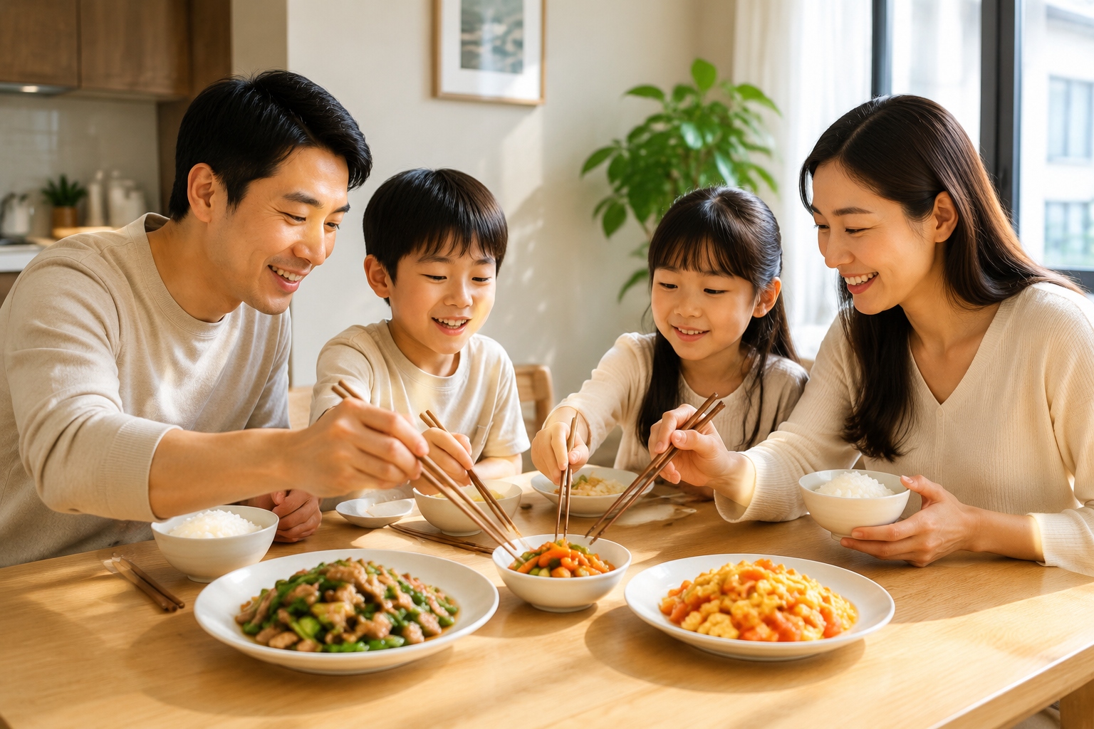 The Art of Fermentation: Exploring China's Diverse Sauces and Preserved Flavors 24 A Chinese family enjoying a meal together with traditional fermented side dishes on the table