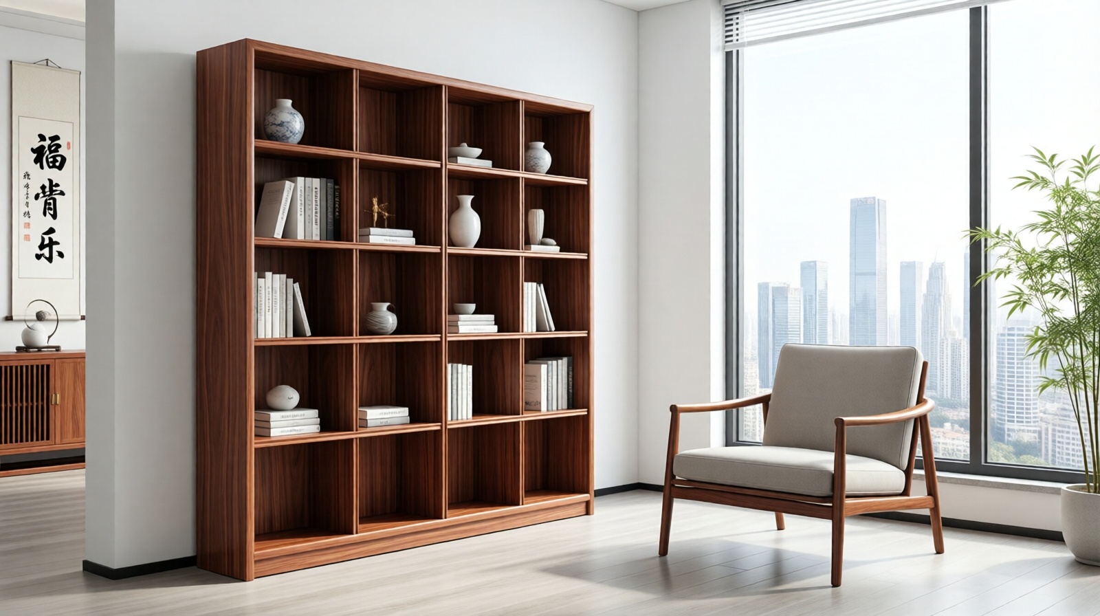 Rosewood furniture in a modern living space