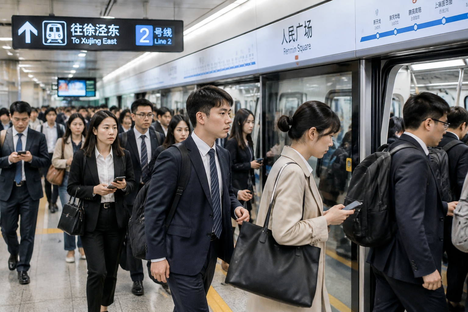 Quitting the Rat Race: The Day I Sent a Viral Resignation Letter to My Boss 23 Crowded subway station in a Chinese city during rush hour, illustrating the daily commute and pressure faced by young workers.
