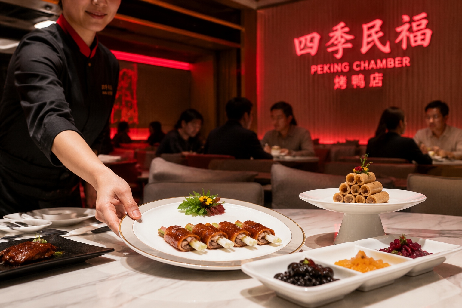 Quanjude serving a lighter Peking duck set and fruit-forward desserts for shared dining
