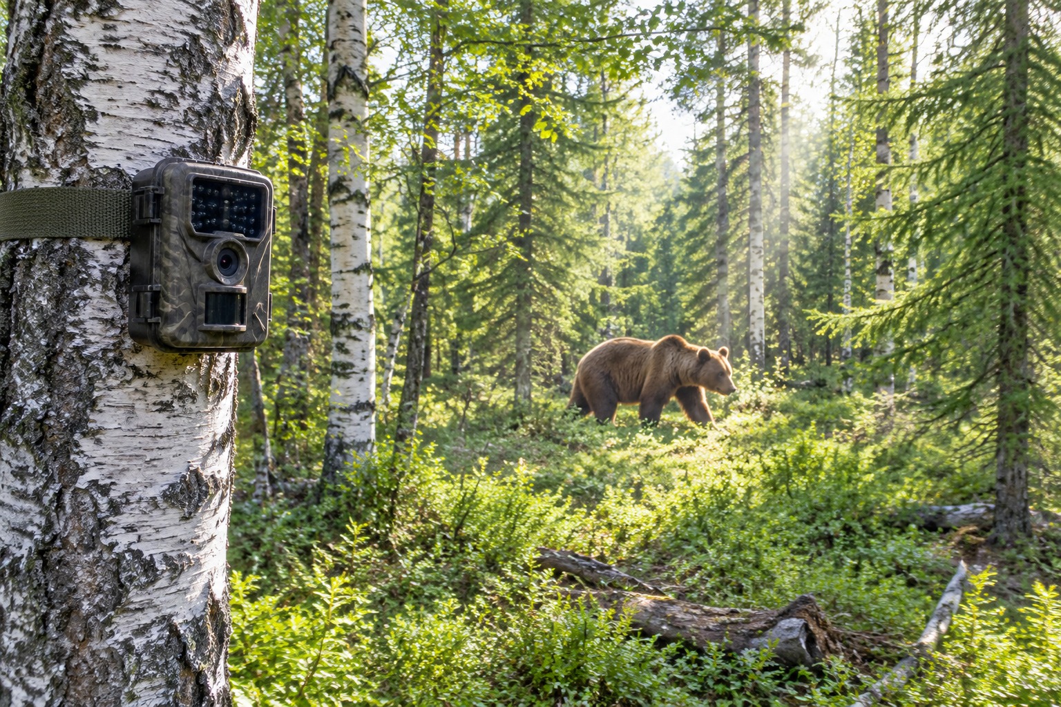 From Logging to Forest Guardians: The Green Shift in the Greater Khingan Range 23 Brown bear captured by a camera trap in the recovering forest of the Greater Khingan Range