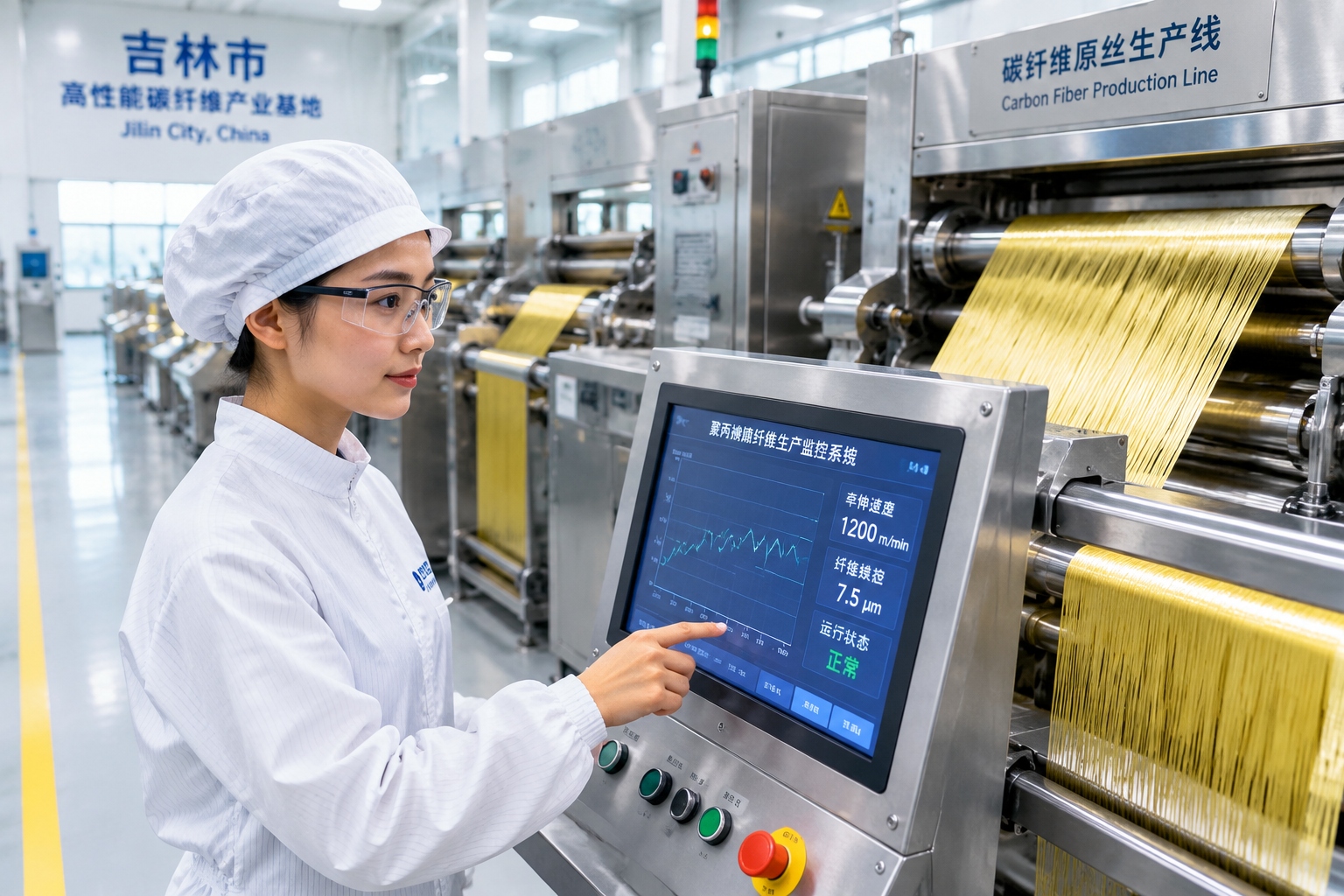 From Chemical Town to New Materials Hub: Jilin City's Makeover 23 Technicians monitor carbon fiber production lines at a factory in Jilin City, China