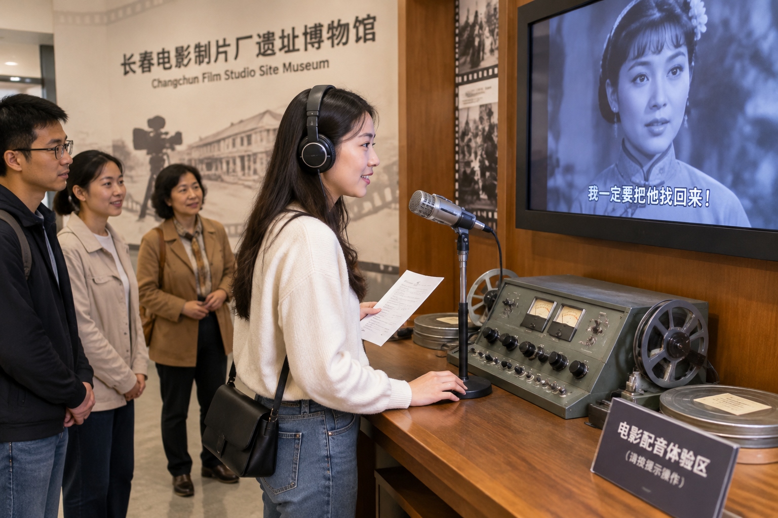 Movie Magic: Changchun Film Studio and the New Era of Chinese Cinema 22 A young visitor records voiceover at an old dubbing station in Changchun Film Studio Site Museum