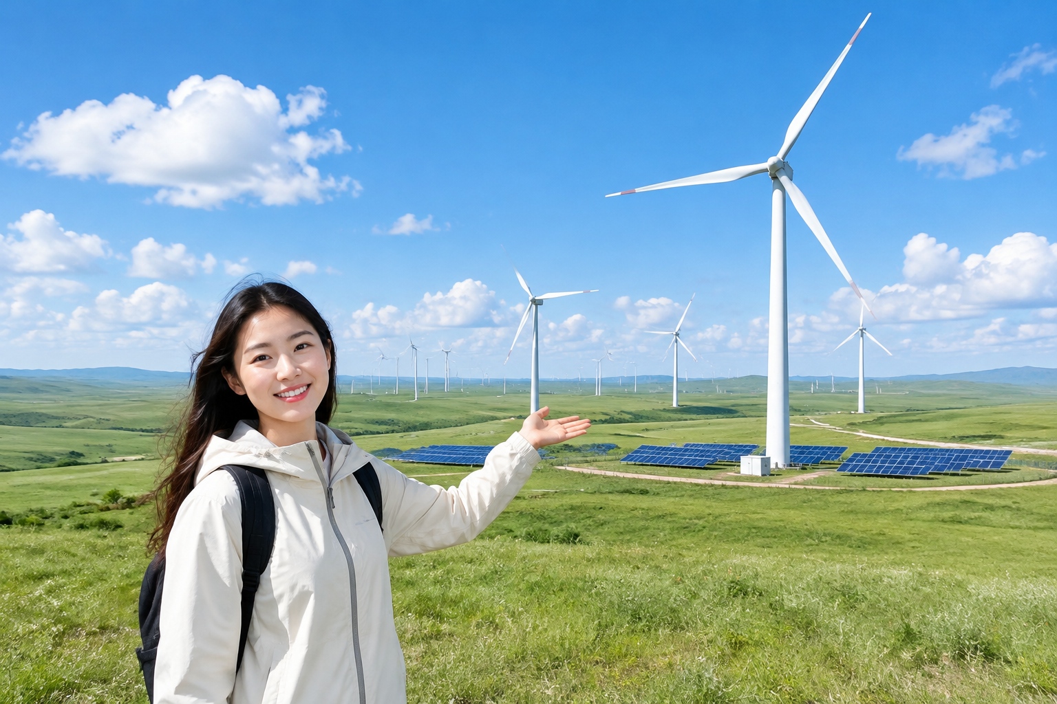 Ulanqab: Why the Grassland Has Become a Favorite Home for Data Centers 23 Wind turbines and solar panels on the grassland near Ulanqab, Inner Mongolia, providing renewable energy for local data centers.