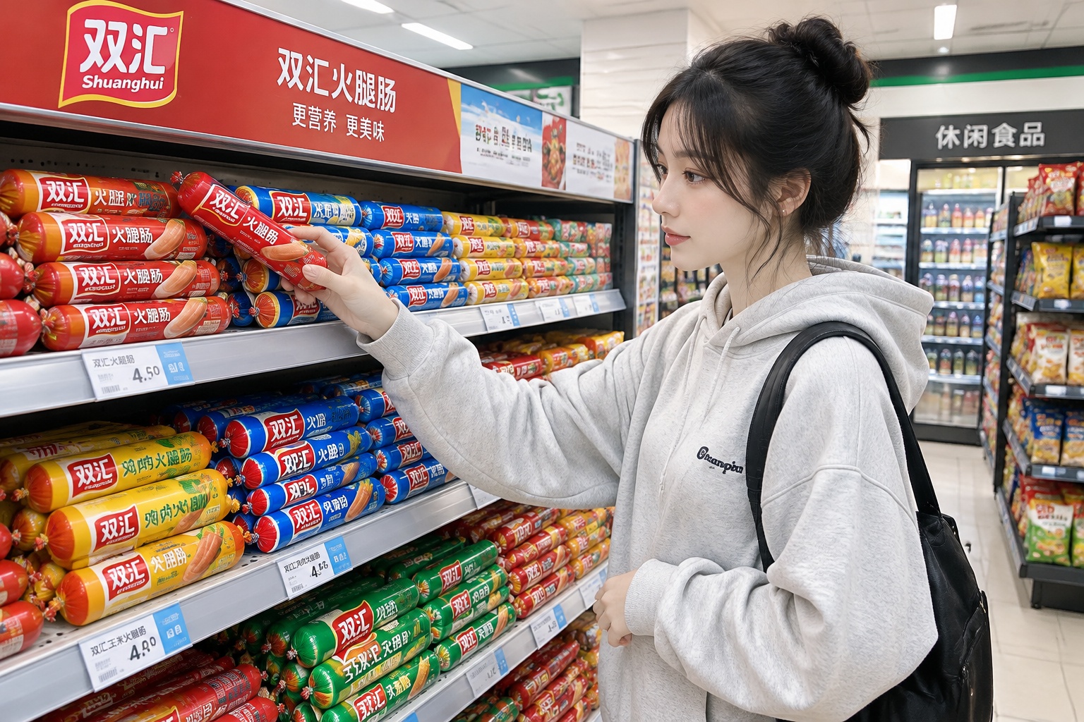The Journey of a Ham Sausage: Inside Shuanghui, the World's Largest Pork Processor 24 A consumer picking Shuanghui ham sausages from a shelf in a Chinese convenience store.