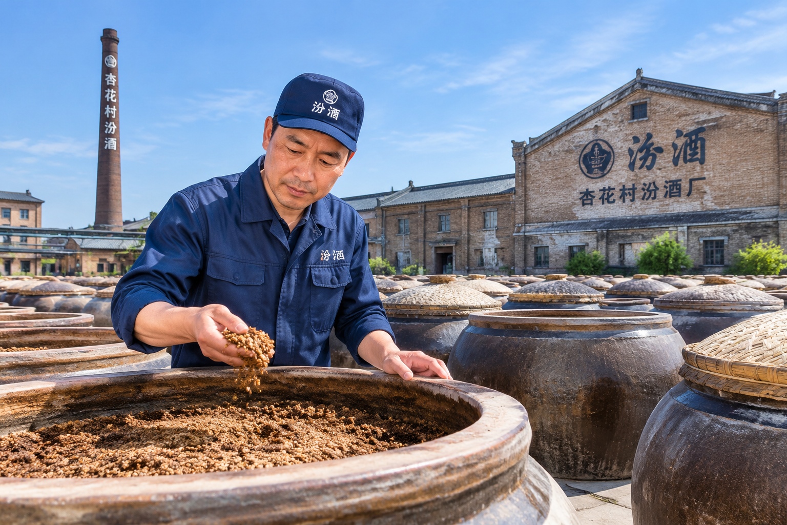 Ceramic fermentation jars at the Shanxi Xinghuacun Fenjiu distillery where light-aroma baijiu is made