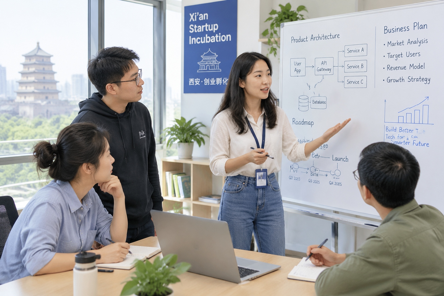 Hard tech startup founders meeting at the Qinchuangyuan innovation platform in Xi'an
