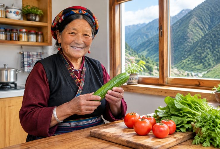 After the Highway Reached Metog, Tibet, a Lhoba Woman Tasted Fresh Vegetables for the First Time
