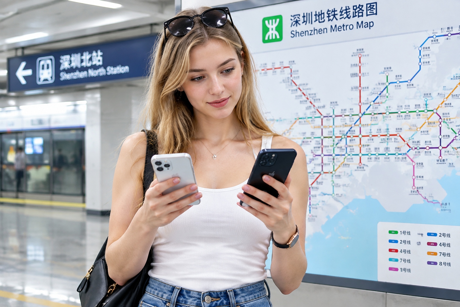 Blind testing Chinese smartphones: an expat woman compares a Xiaomi, Huawei and OnePlus phone in Shenzhen