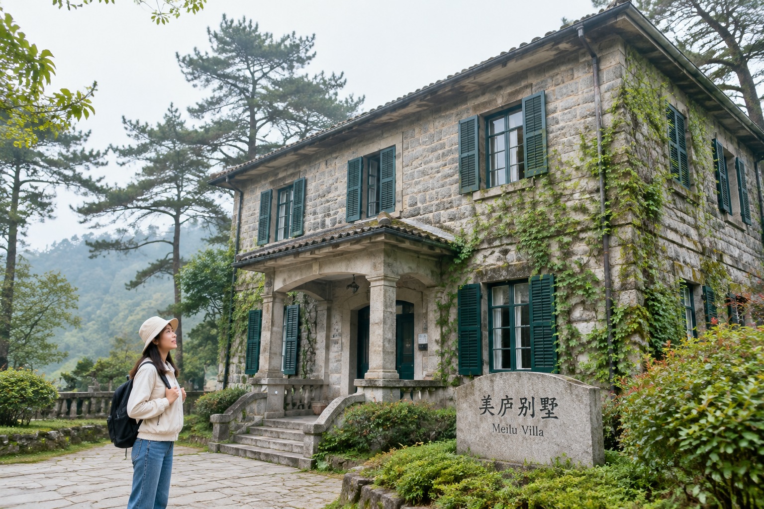 Exterior of Meilu Villa, the stone summer house used by Chiang Kai-shek on Mount Lu, China