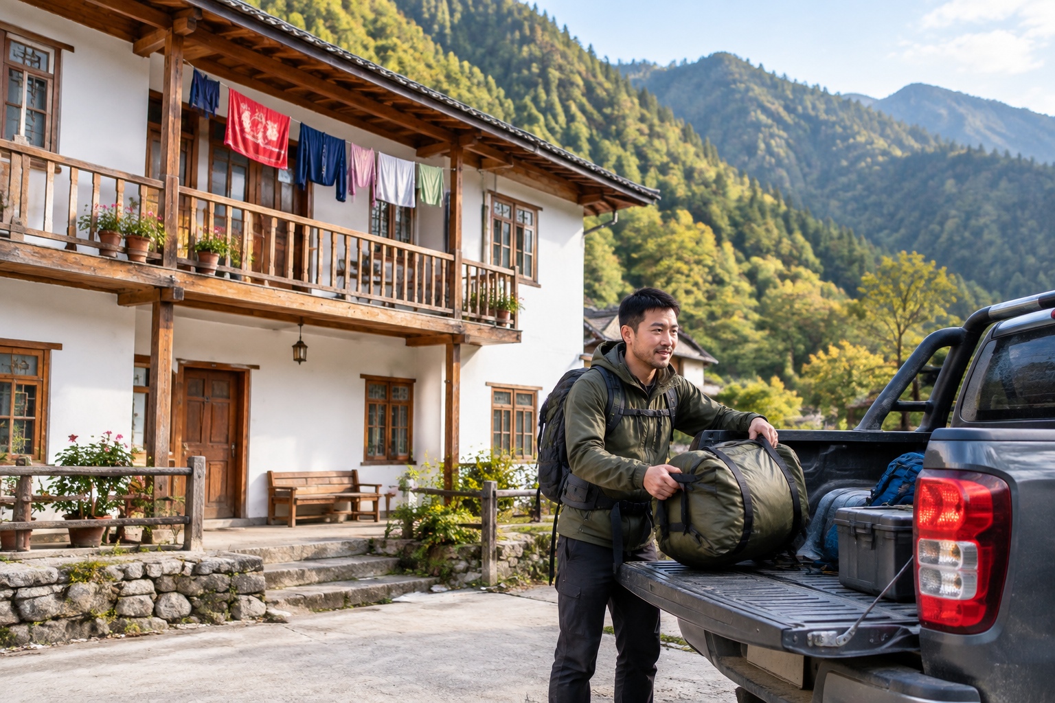 A family guesthouse in a village near the Giant Panda National Park in Sichuan where former loggers now work as wildlife guides