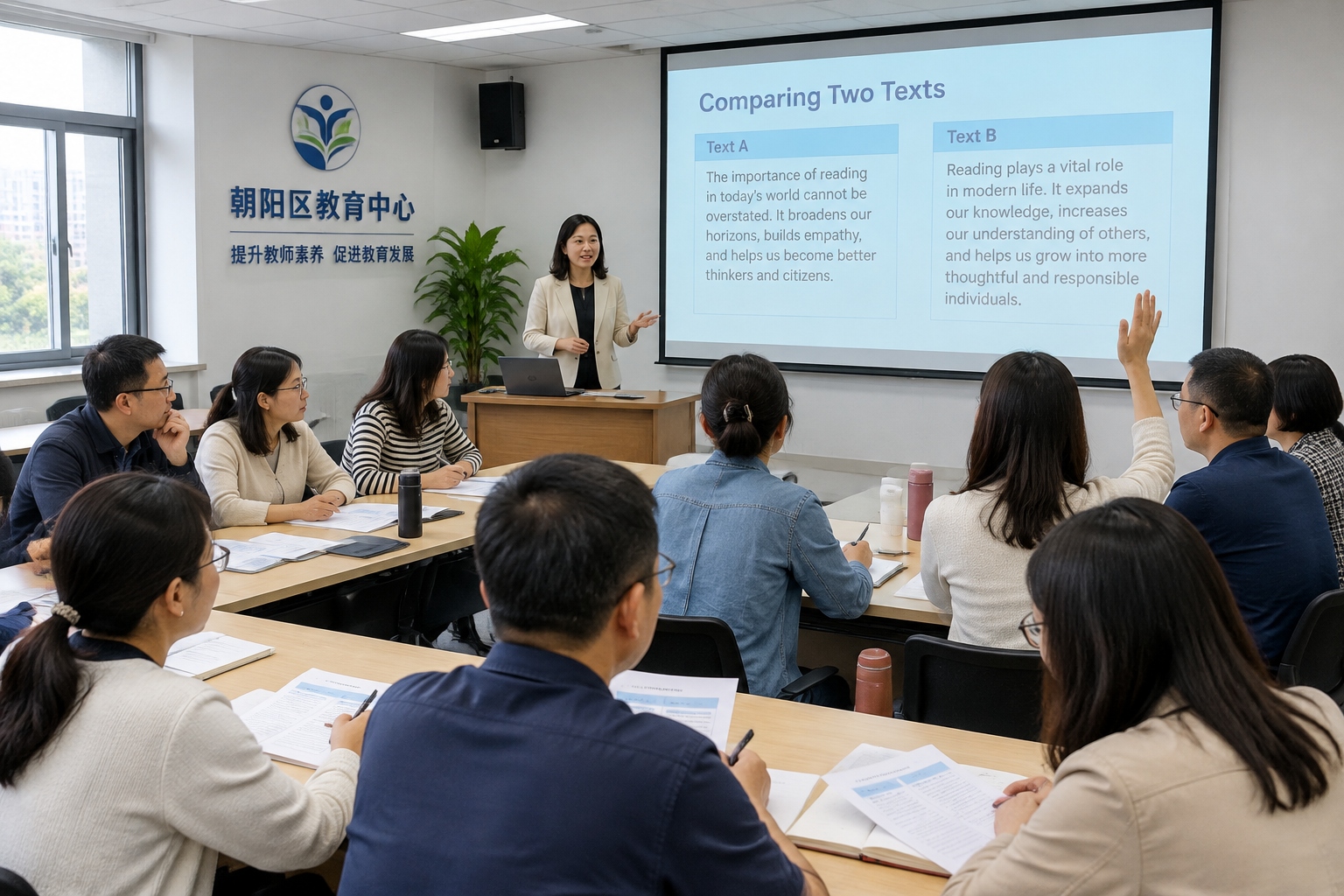 Chinese Teachers Are Learning to Spot AI-Written Homework—and Bringing LLMs Into Class 23 Chinese middle-school teachers compare student and AI-generated writing samples during a training workshop.