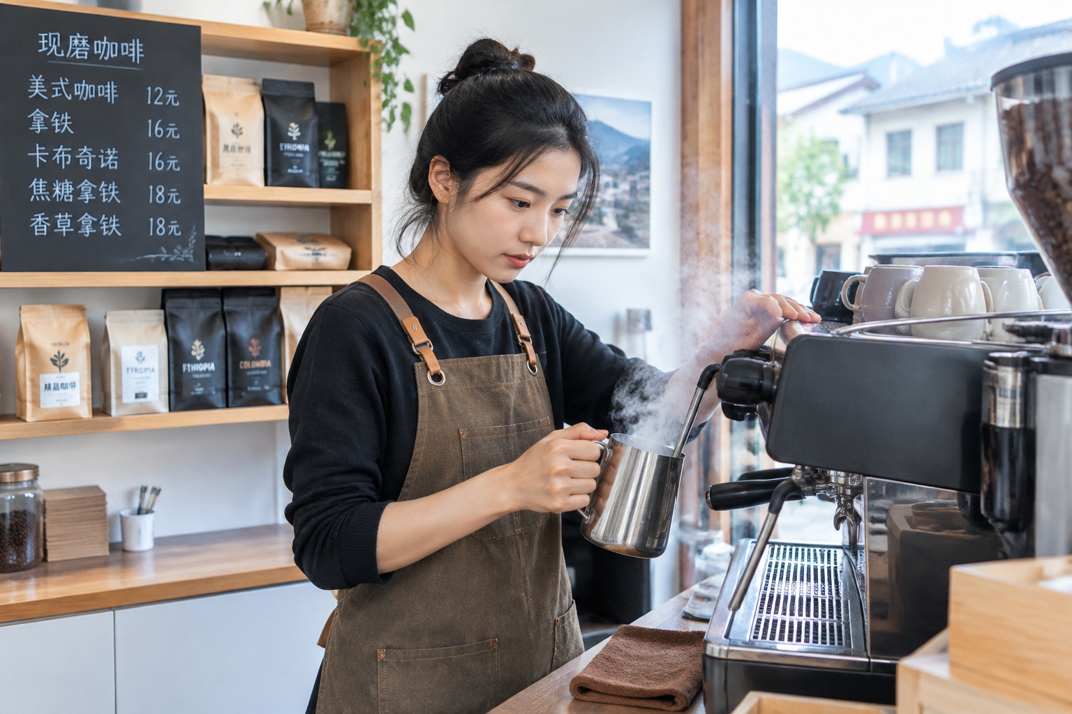 The $5 Cup of Coffee in Rural China: Understanding the County-Level Consumption Upgrade 23 A young returnee barista running her own coffee shop in a small Chinese county town